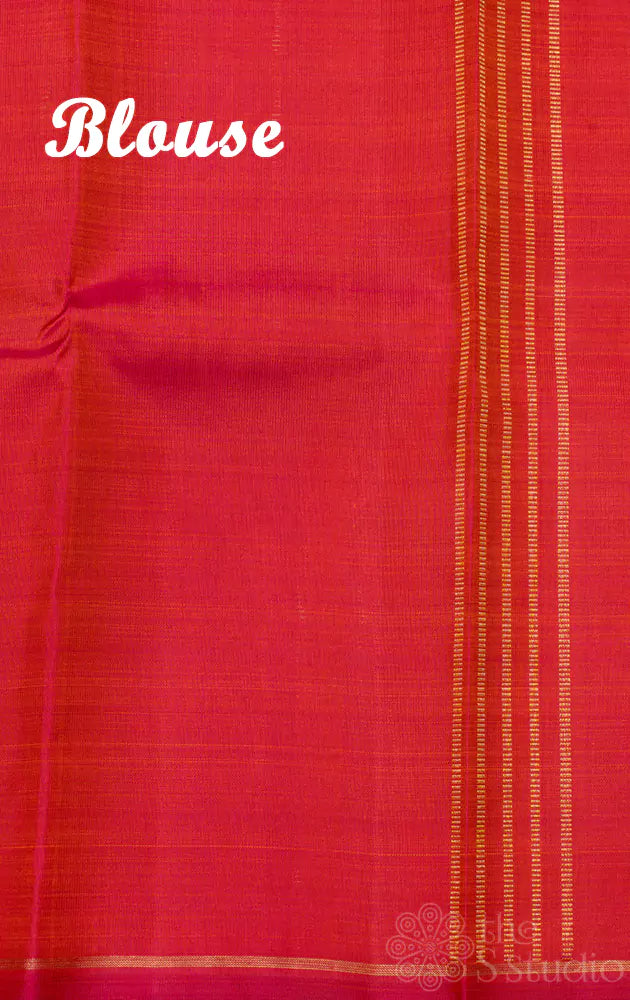 Elachi green box zari pattern kanjivaram saree with contrast pallu