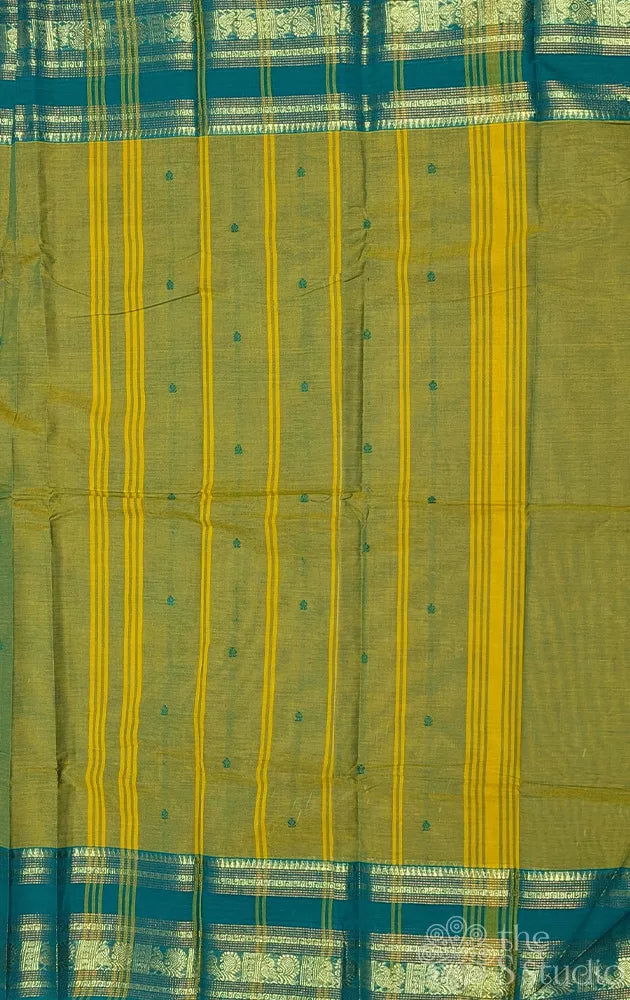 Light green kanchi cotton saree with green border