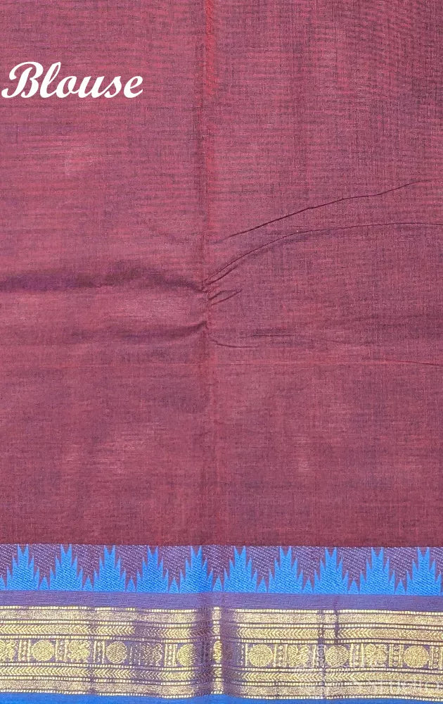 Brown kanchi cotton saree with ganga jamuna zari border