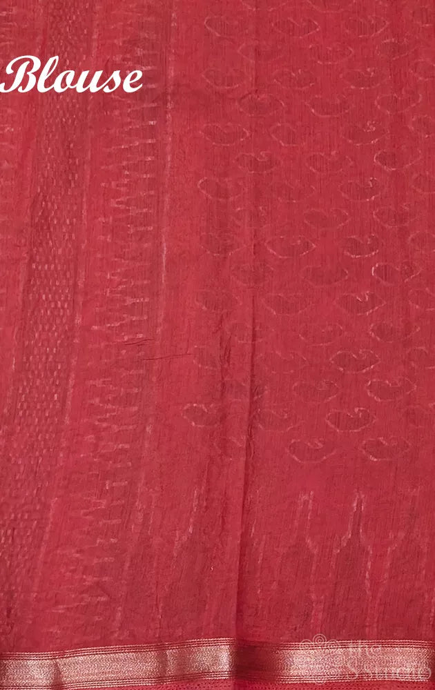 Black chanderi cotton saree with maroon border and prints