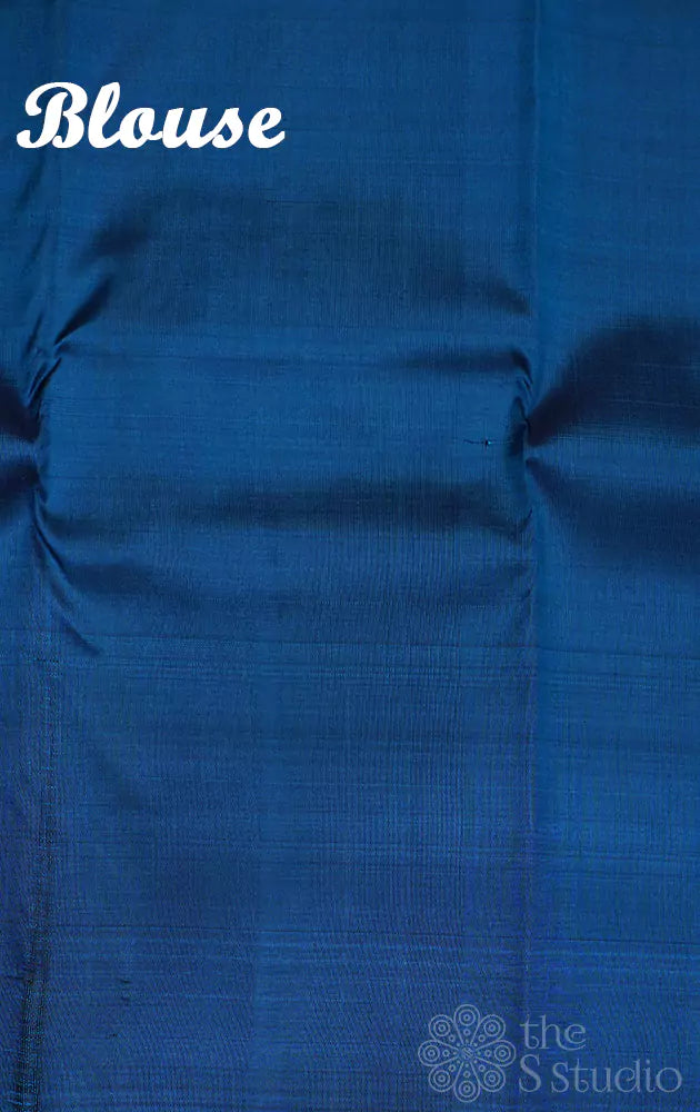 Light blue kanchipuram silk saree with dark blue border