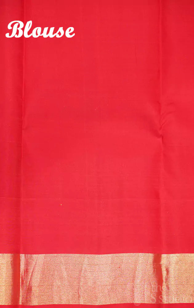 Mustard kanchipuram silk saree with red border