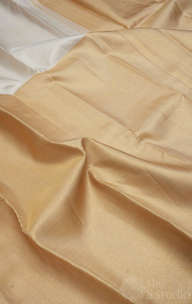Silver and gold tissue kanchipuram silk saree for onam