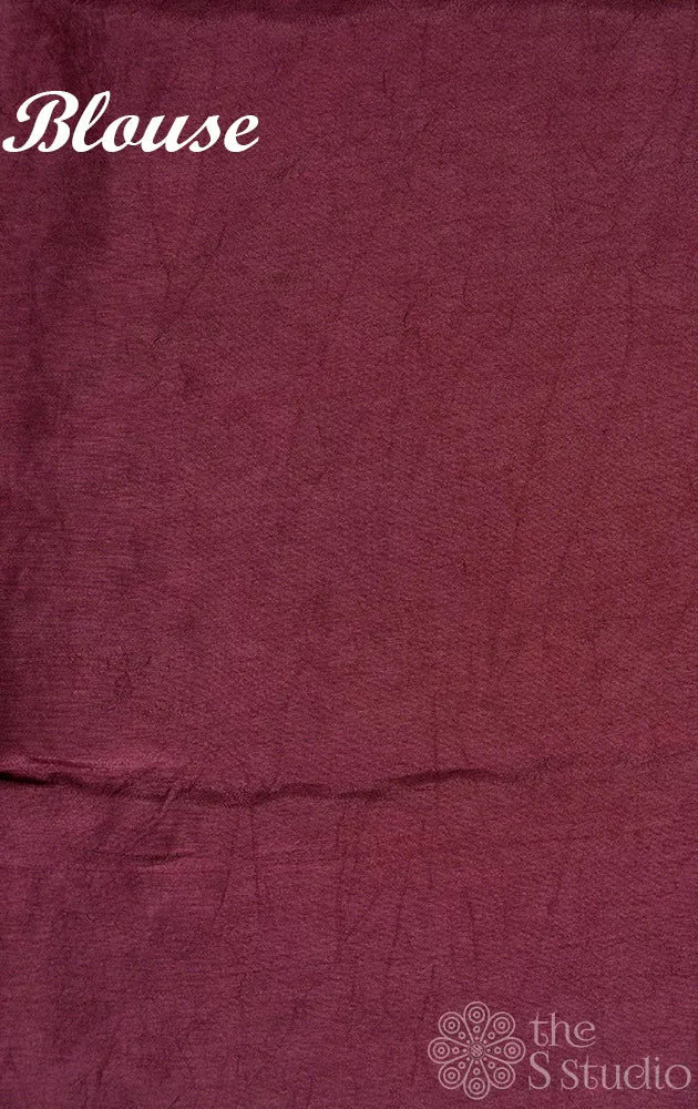 Purple semi silk tie and dye bandhani saree with burgundy border