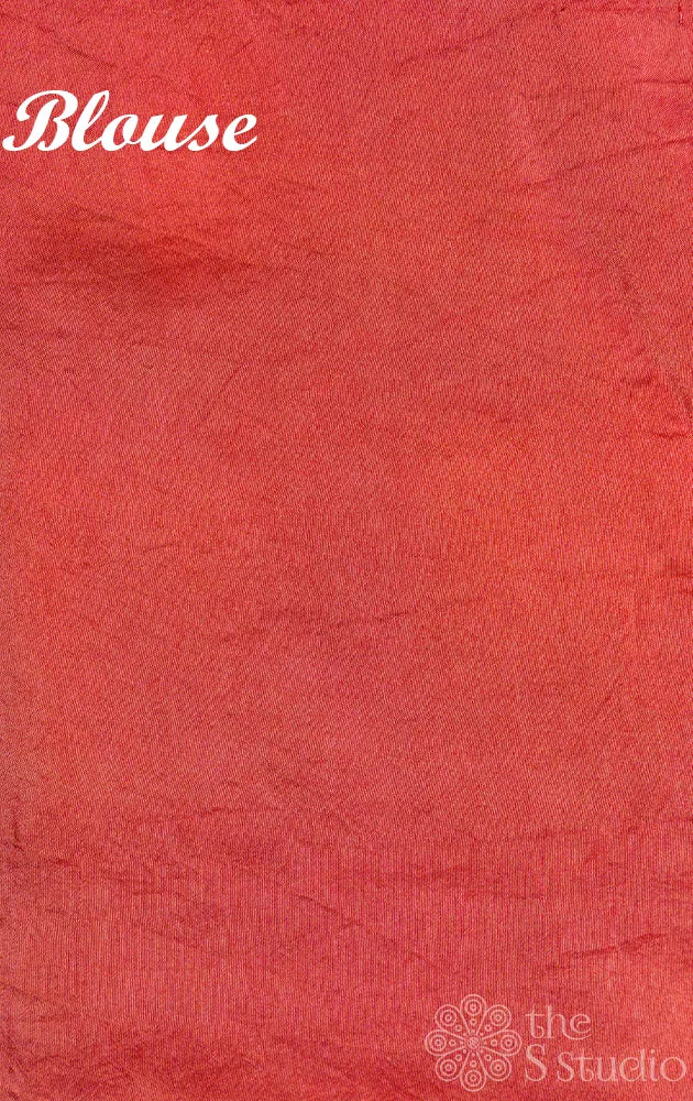 Orange bandhani silk saree with maroon banarasi pallu