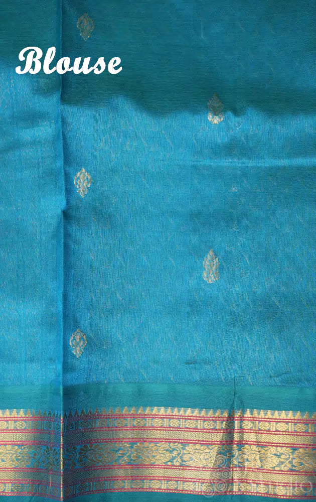 Golden yellow korvai silk cotton saree with prints