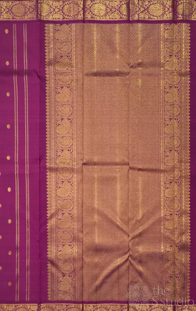 Purple kanchi silk saree with small border