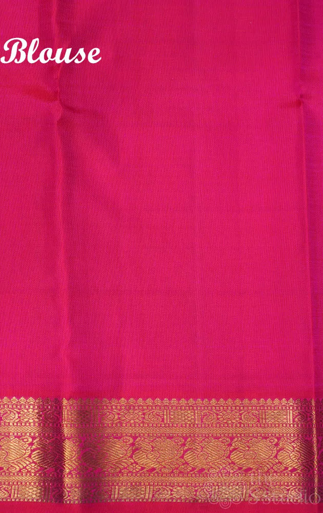 Rani pink zari checked kanjivaram silk saree