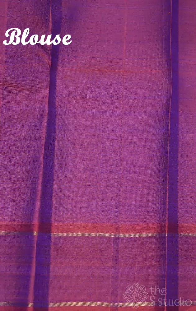 Peacock blue kanjivaram silk saree with yazhi motifs
