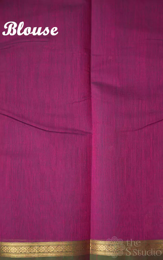 Purple handwoven kanchi cotton saree with small zari border