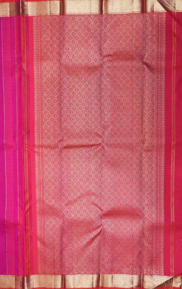 Rani pink kanjivaram silk saree with benaras style border