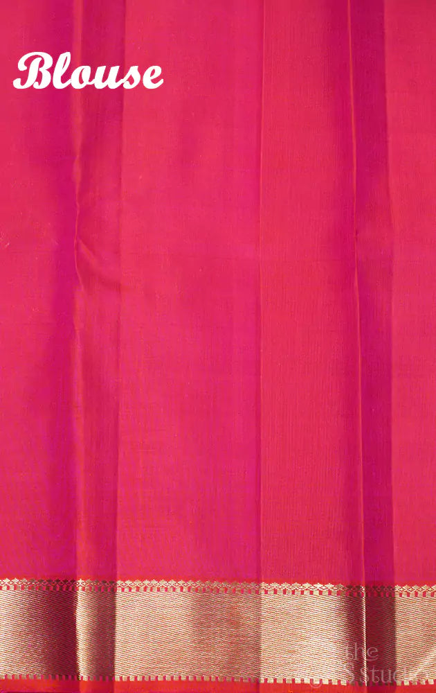 Rani pink kanjivaram silk saree with benaras style border