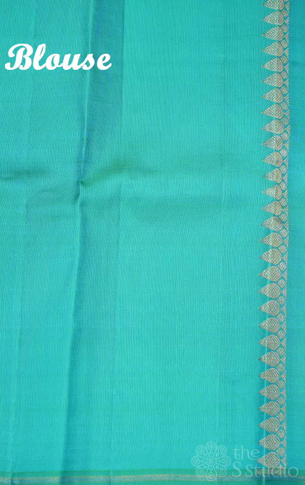 Black kanchipuram silk saree wiith bluish green pallu (Pre-order available)
