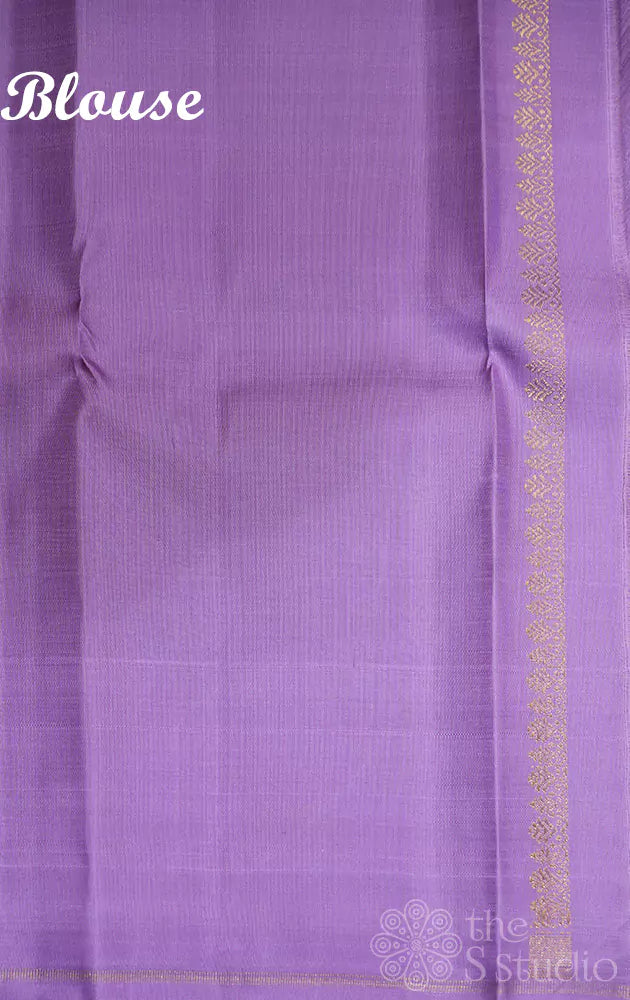 Violet kanchi silk saree with deer buttas