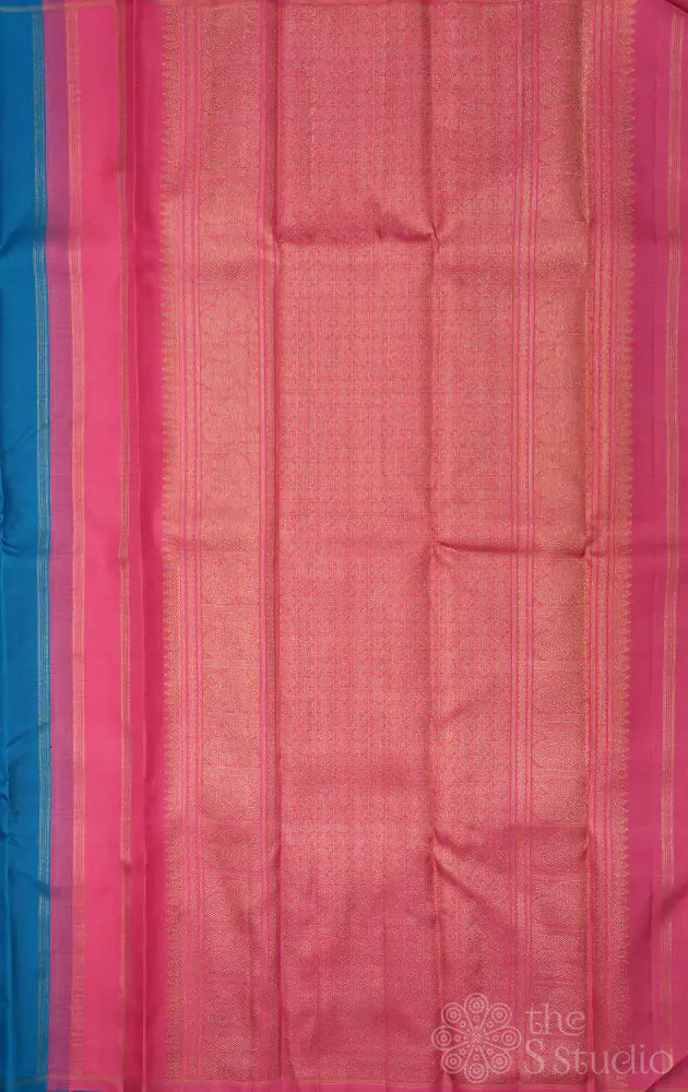 Anandha blue kanjivaram silk saree with kolam buttas