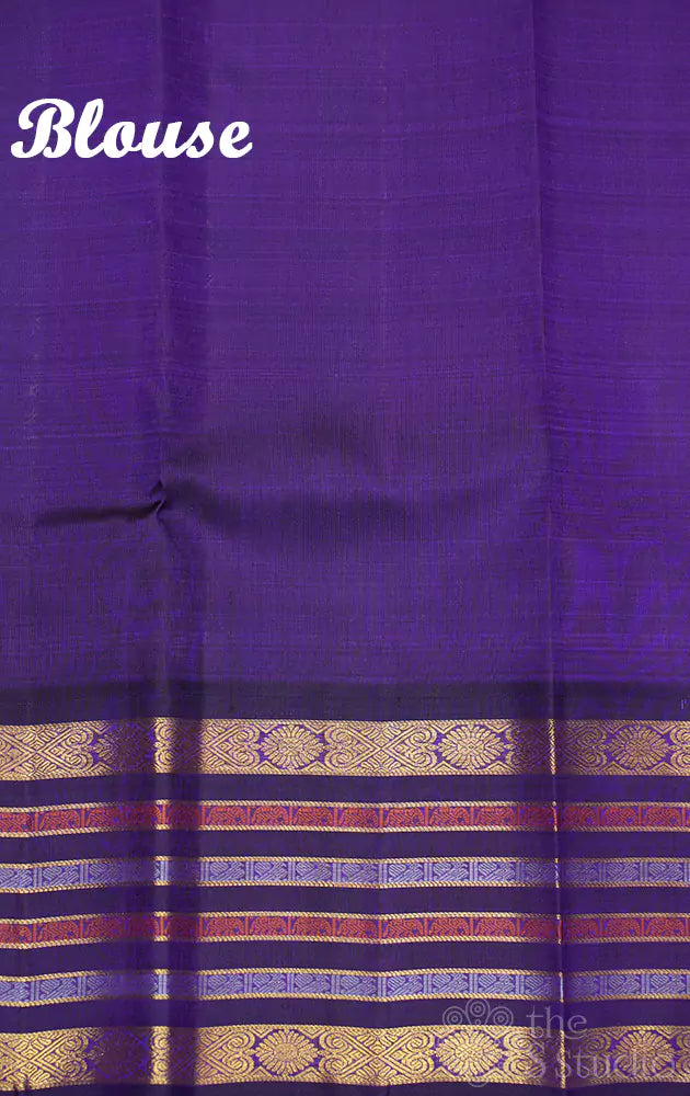 Beige kanchipuram silk saree with korvai border