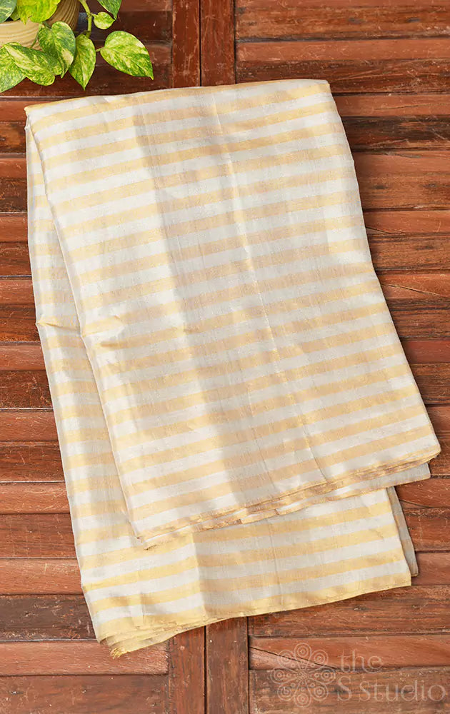 Gold and silver lines chanderi tissue silk saree