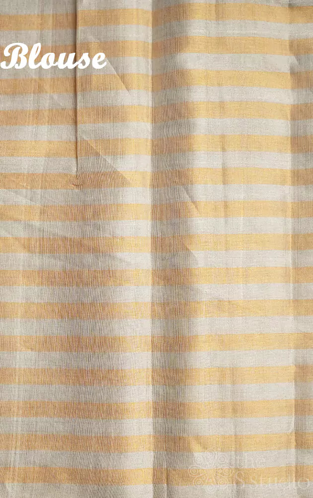 Gold and silver lines chanderi tissue silk saree