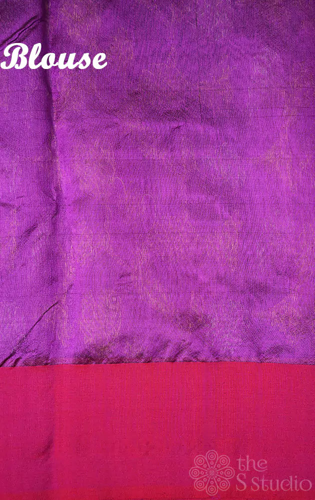 Purple chanderi silk saree with reddish pink border