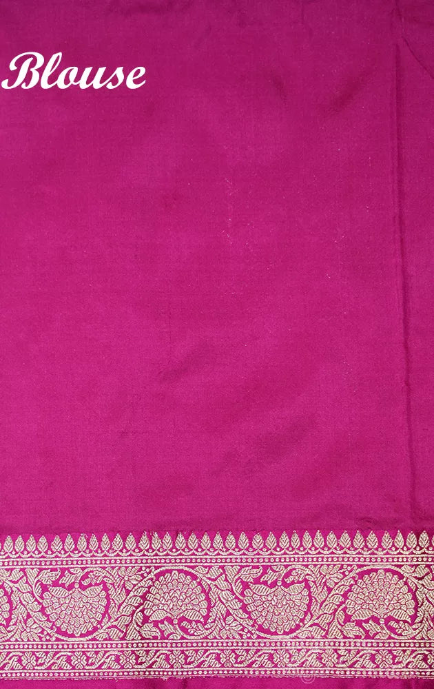 Black katan banarasi silk saree with rani pink border