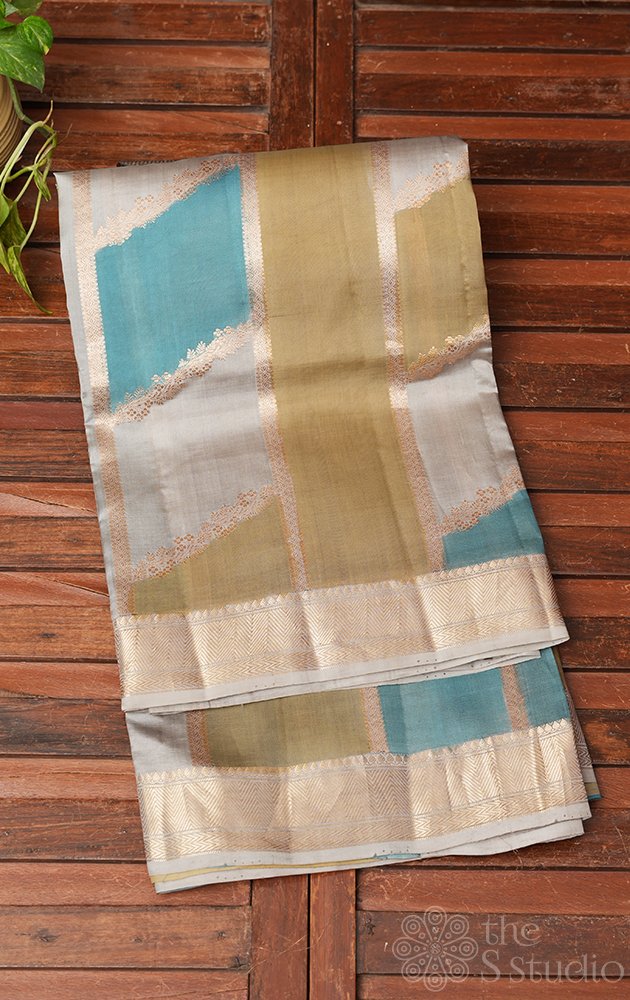 Pastel coloured rangkaat design banarasi soft katan silk saree
