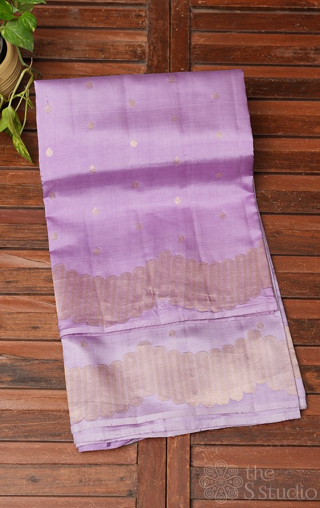 Light lavendar shaded light weight handloom katan banarasi silk saree