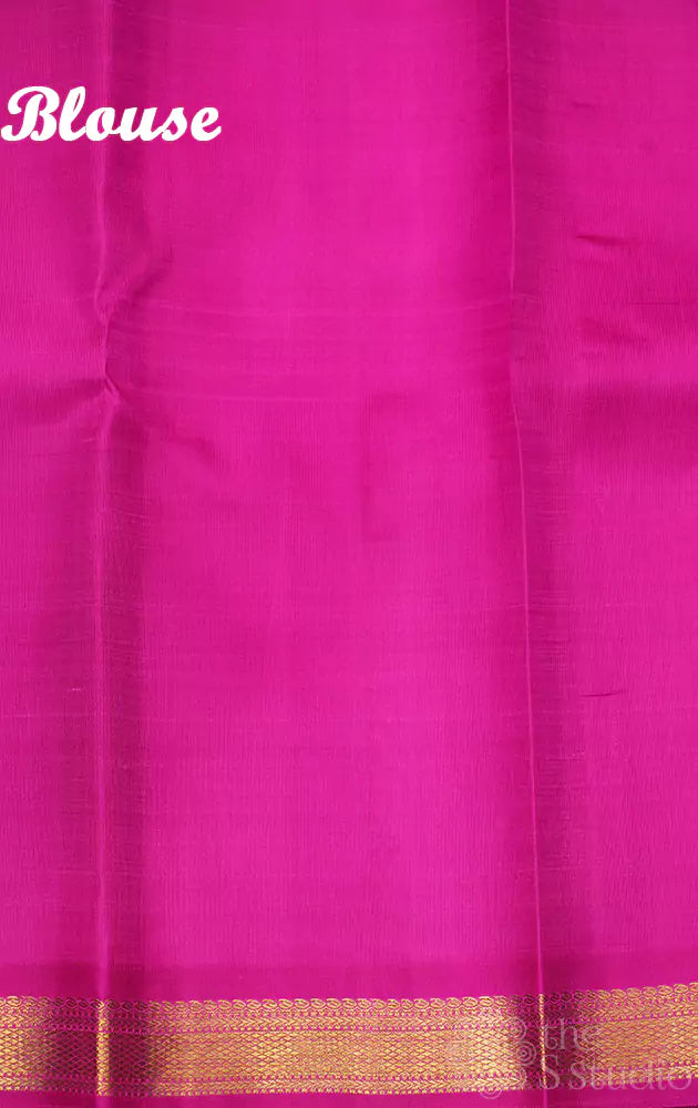 Purple with rani pink small border kanjivaram silk saree