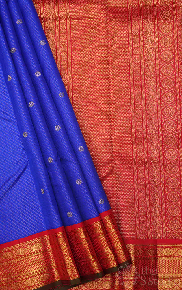 Royal blue vairaoosi kanchipuram silk saree