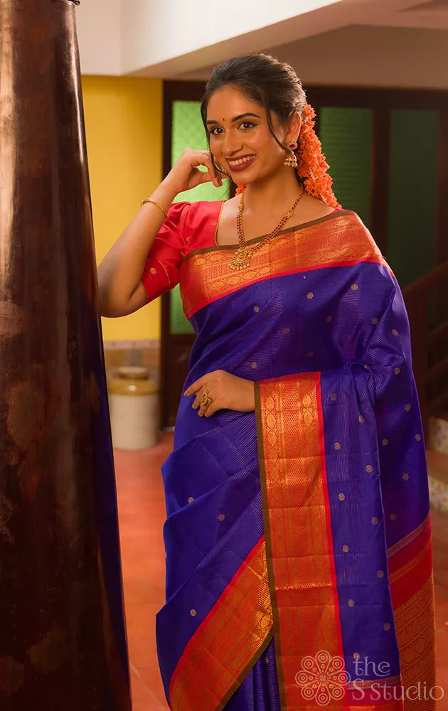 Royal blue vairaoosi kanchipuram silk saree