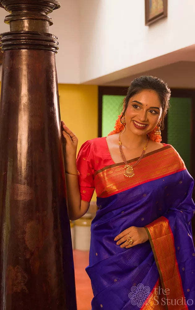 Royal blue vairaoosi kanchipuram silk saree