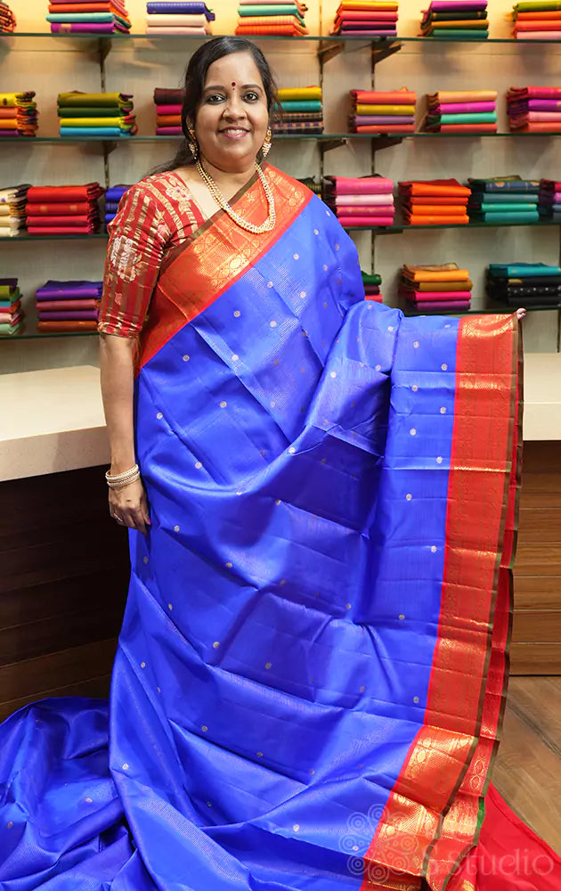 Royal blue vairaoosi kanchipuram silk saree