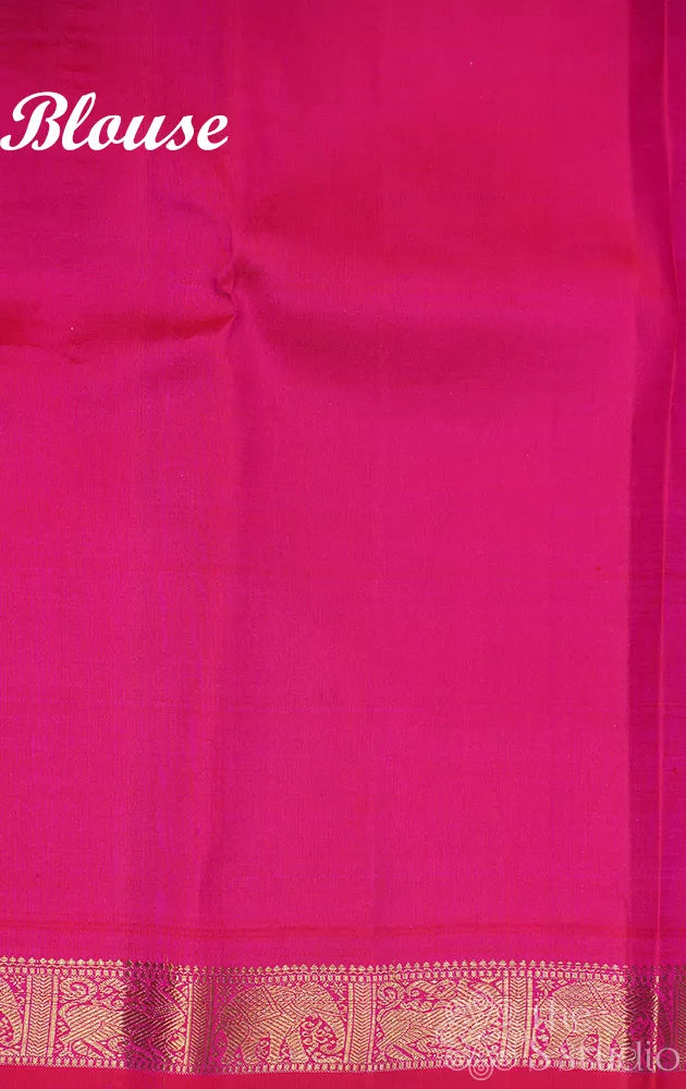 Rani pink small border kanjivaram silk saree