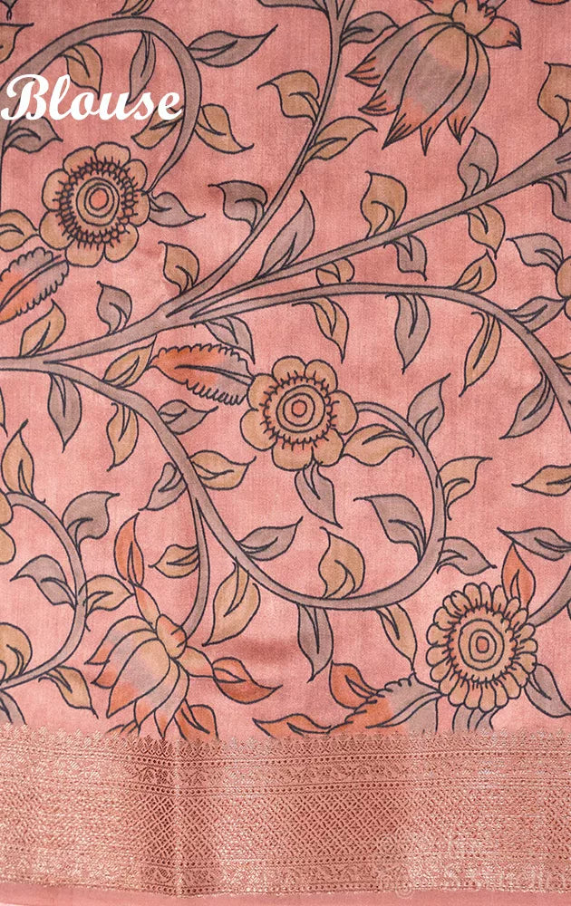 Purple chiniya banarasi silk saree with floral prints