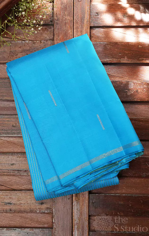 Anandha blue kanjivaram saree with rain drops motifs