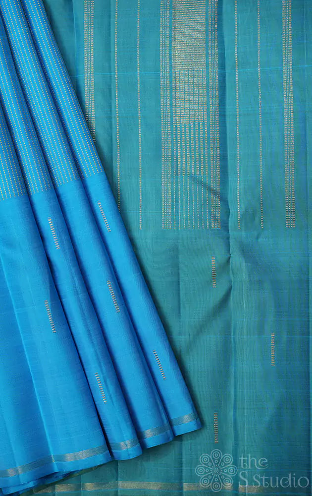 Anandha blue kanjivaram saree with rain drops motifs
