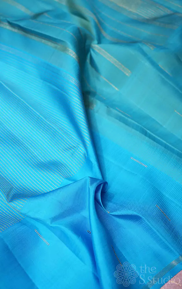 Anandha blue kanjivaram saree with rain drops motifs