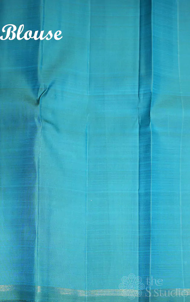 Anandha blue kanjivaram saree with rain drops motifs