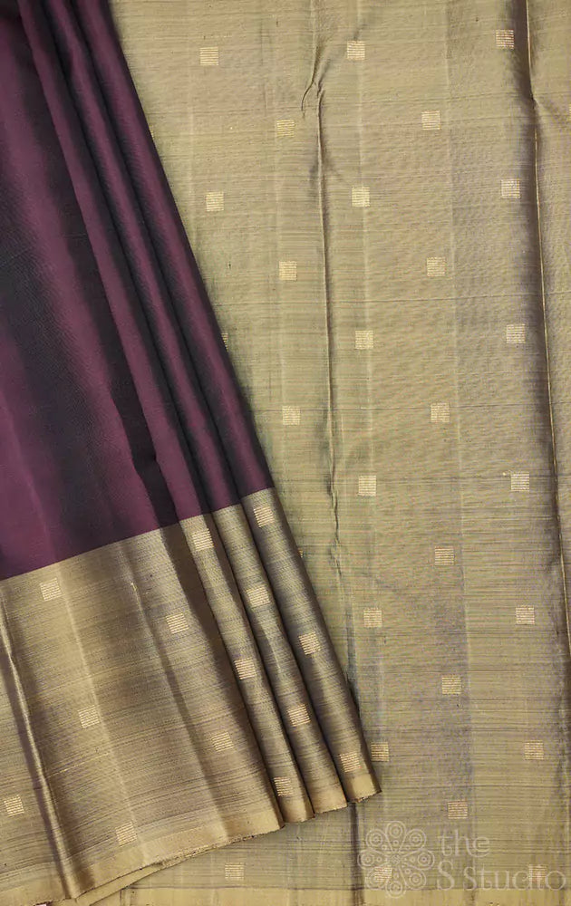 Brown kanchi silk saree with butta border