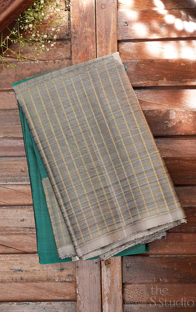 Rama green colour kanchipuram silk saree  with long border