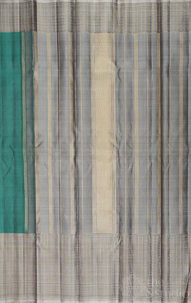 Rama green colour kanchipuram silk saree  with long border