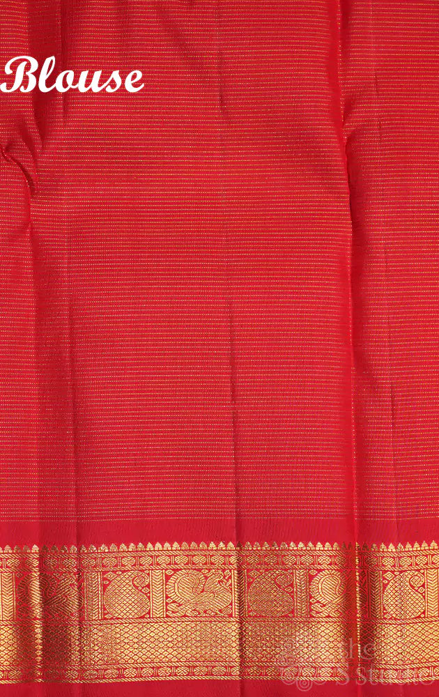 Red vairaoosi  kanjivaram silk saree with annam border