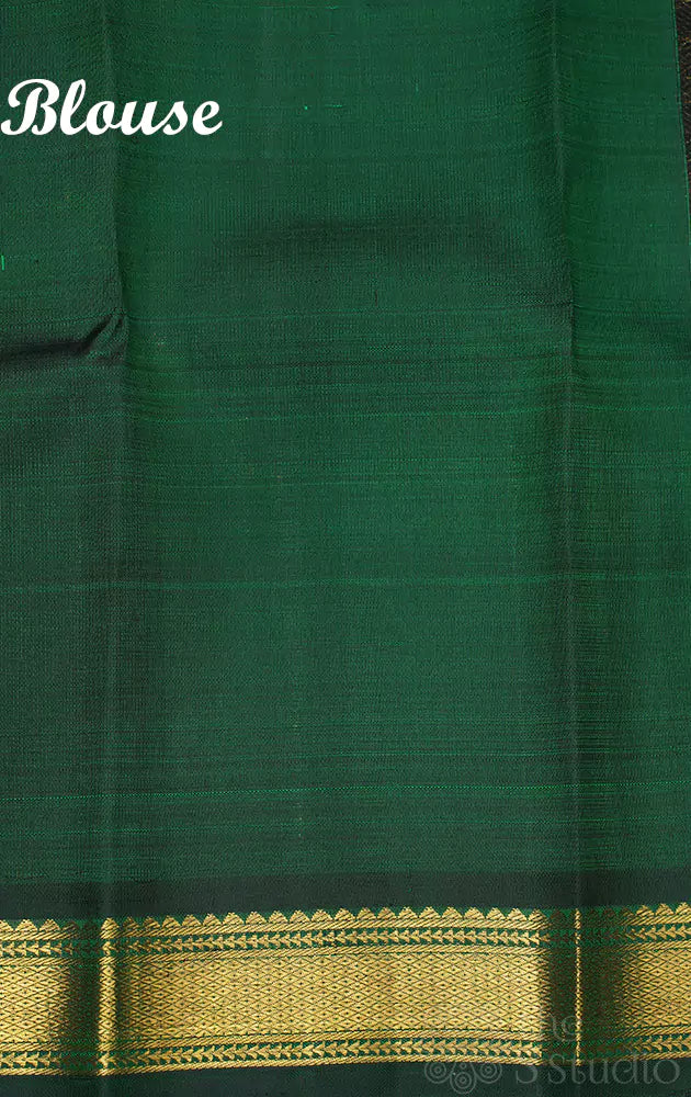 Green kanchi pattu saree with self border