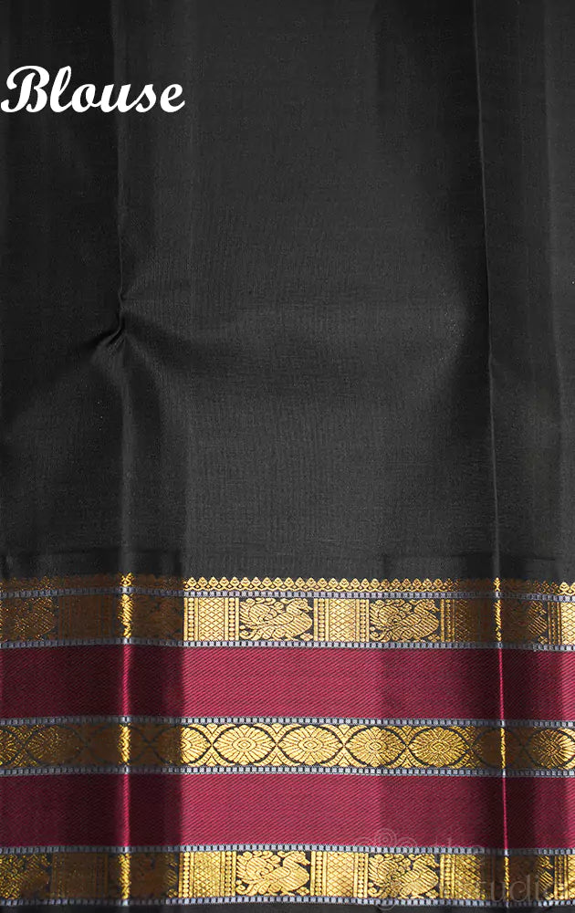 Sampanga green kanjivaram saree with black and maroon border