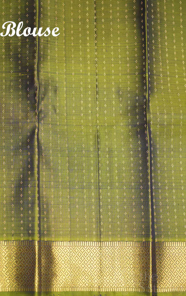 Navy blue kanchi silk saree with vanasingharam border