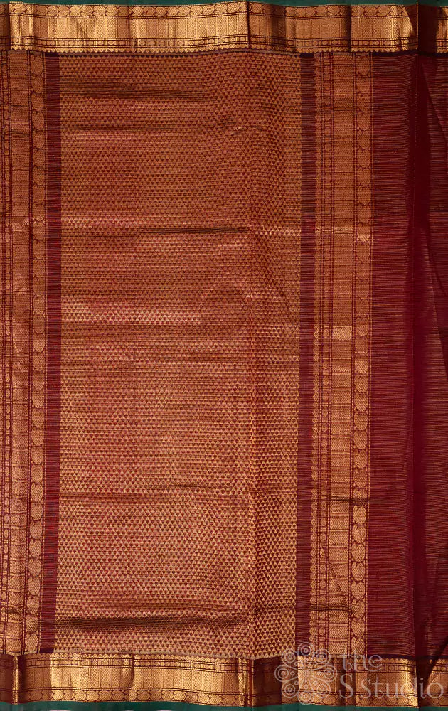 Maroon vairaoosi silk cotton saree with zari bhuttas