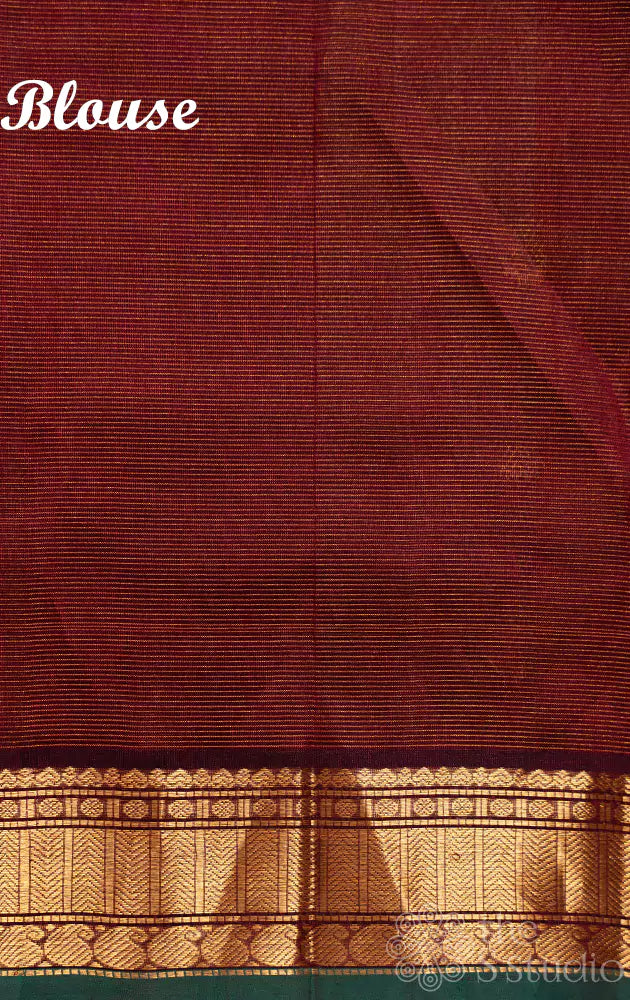 Maroon vairaoosi silk cotton saree with zari bhuttas