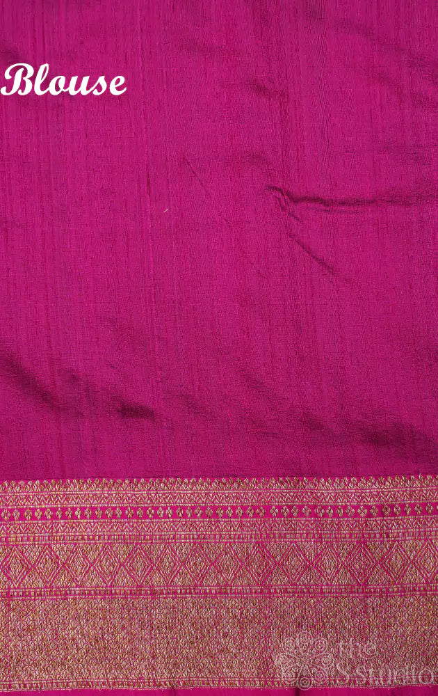 Purple raw silk banarasi silk saree with magenta border
