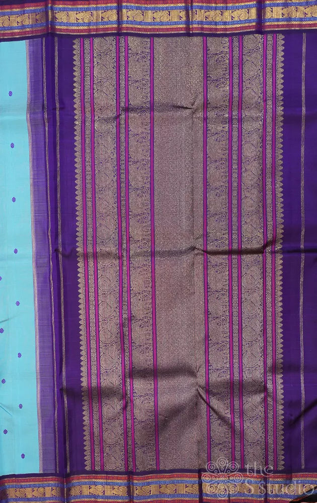 Light blue kanchipuram silk saree with korvai border