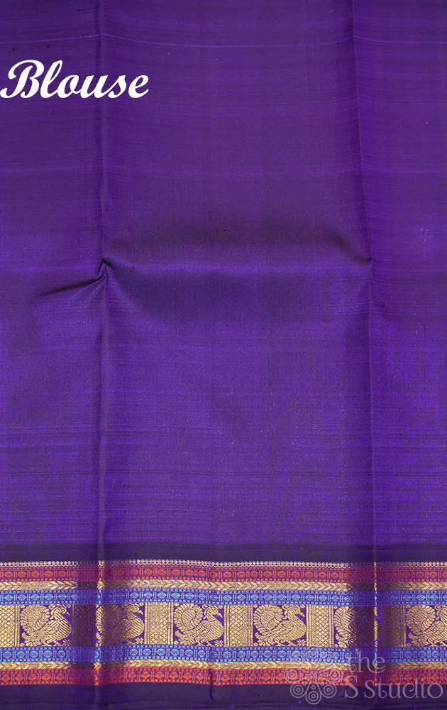 Light blue kanchipuram silk saree with korvai border