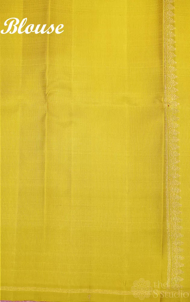 Light pink kanjivaram silk saree with kolam buttas